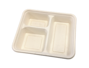 3 Compartment Sugarcane Lunch Box - Natural